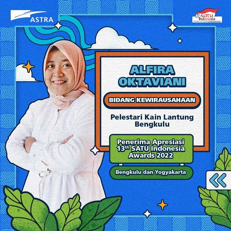 Alfira Oktaviani sebagai penerima Apresiasi 13th SATU Indonesia Awards 2022 (dok. IG SATU_Indonesia)