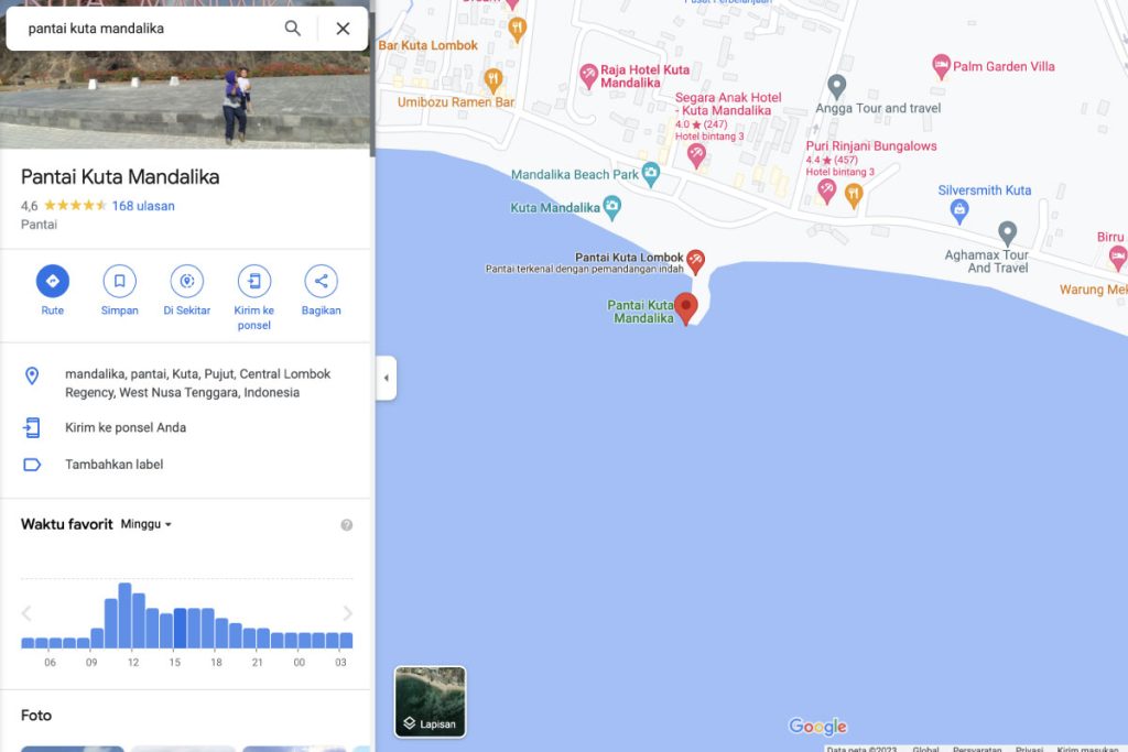 Riset dan mencari informasi terkait jam buka, waktu terbaik, rute menuju lokasi dan lainnya (dok. Google Map)