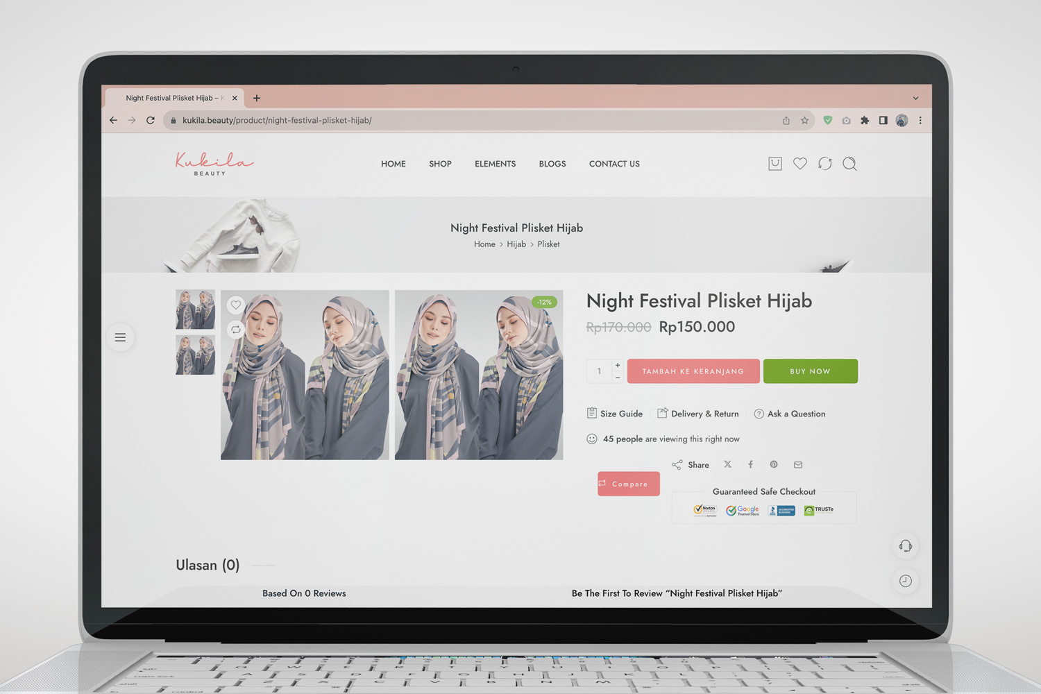 Website e-commerce Kukila Beauty yang masih dalam tahap pengembangan
